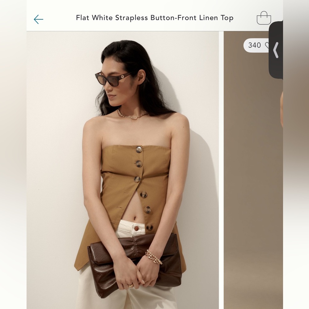 Flat White Strapless Button-Front Top